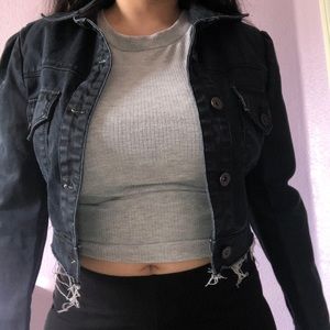 Charlotte Russe Women’s Cropped Black Denim Jacket